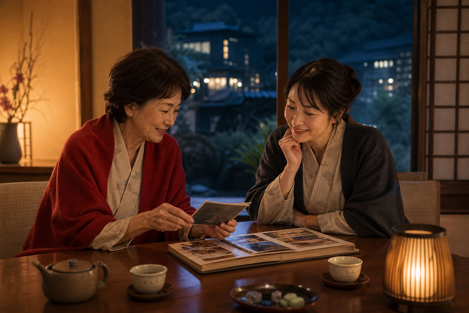 還暦祝い旅行で親子がゆっくり語り合う様子のイメージ