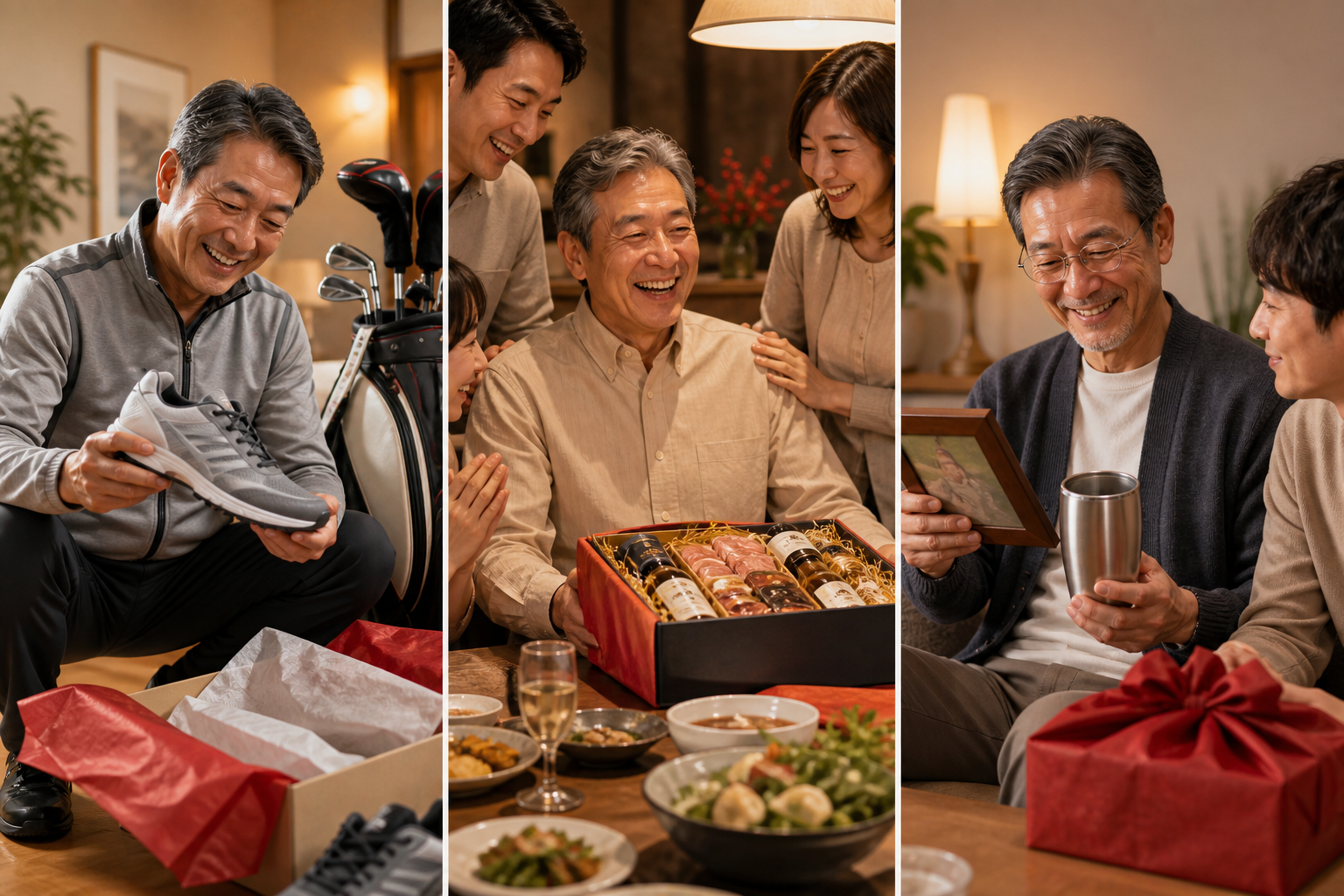 父のタイプ別に選ぶ還暦祝いプレゼントのイメージ